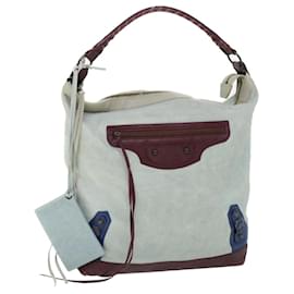 Balenciaga-BALENCIAGA The Day Shoulder Bag Leather Blue 140442 Auth FM2674-Blue