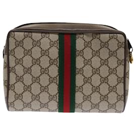 Gucci-GUCCI GG Canvas Web Sherry Line Bolso de mano Beige Rojo 63 01 012 Auth yk8363segundo-Roja,Beige