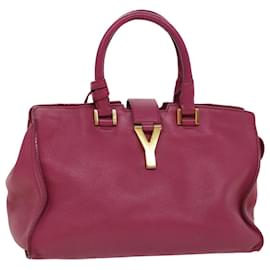 Saint Laurent-SAINT LAURENT Hand Bag Leather Pink Auth bs8086-Pink
