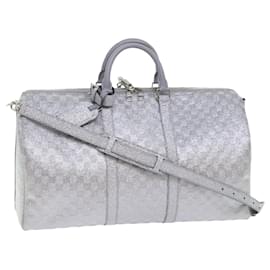 Louis Vuitton-LOUIS VUITTON Damier Glitter Keepall Bandouleira 50 Bolsa N58041 Autenticação de LV 52528NO-Prata
