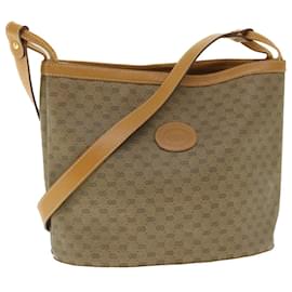 Gucci-GUCCI Micro GG Canvas Shoulder Bag PVC Leather Beige Auth fm2666-Beige