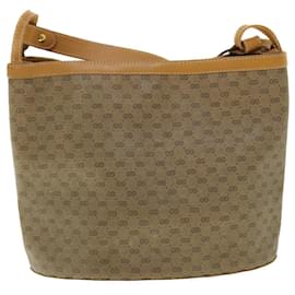 Gucci-GUCCI Micro GG Canvas Shoulder Bag PVC Leather Beige Auth fm2666-Beige