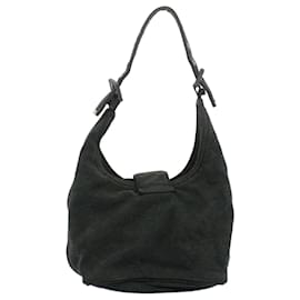 Fendi-FENDI Mamma Baguette Shoulder Bag Cotton Gray 2354 26686 099 Auth yk8388b-Grey