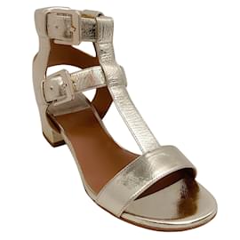 Laurence Dacade-Laurence Dacade Gold Laminated Leather Daho Gladiator Sandals-Golden
