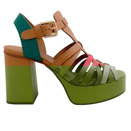 See by Chloé-See by Chloe Sierra Multi Caged Platform Sandals-Brown