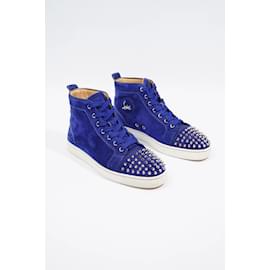 Christian Louboutin-Christian Louboutin Lou Spikers Orlato Blue / White Suede EU 41 Uk 7-Blue