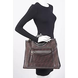 Fendi-Fendi Runaway Tote Zucca Mesh Monogram Large-Black