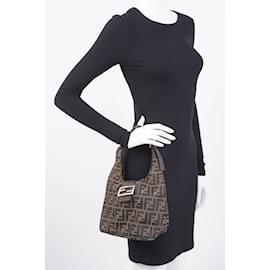 Fendi-Fendi Zucca Monogram Bag Brown / Black canvas-Black