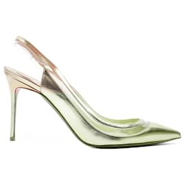 Christian Louboutin-Christian Louboutin Slingback Heel Gold Patent Leather EU 39 Uk 6-Golden