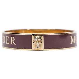Alexander McQueen Bracelet Tête De Mort Marron / Métal de base doré petit Doré