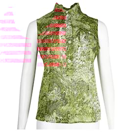 Céline-orange/Pink Print Silk Strapless Shirt-Other
