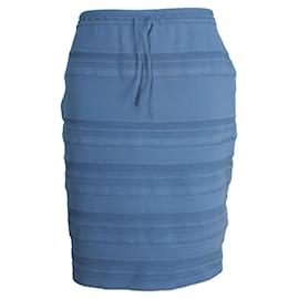 Alaïa-Indigo Blue Elastic Textured Skirt-Blue