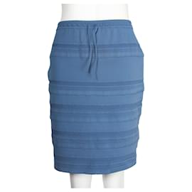 Alaïa-Indigo Blue Elastic Textured Skirt-Blue