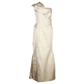 Carolina Herrera Goldenes Metallic-Jacquard-Abendkleid Golden Metallisch