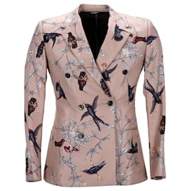 Dolce & Gabbana-Dolce & Gabbana Blazer con botonadura forrada Birds of Paradise en seda multicolor-Multicolor