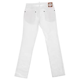 Dsquared2-Dsquared2 Jeans Slim-Leg em Algodão Branco-Branco