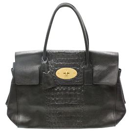 Mulberry Black Croc Embossed Bayswater Bag Black