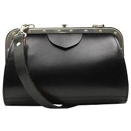 Comme Des Garcons Two Way Leather Black Cross Body Clutch Black