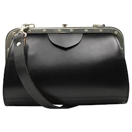 Comme Des Garcons-Two Way Leather Black Cross Body Clutch-Black