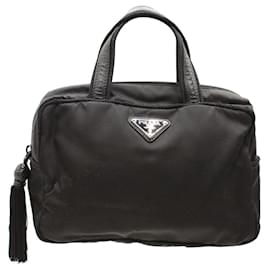 Prada-Tessuto and  Passama Handbag with Tassel-Black