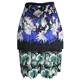 Peter Pilotto-Multicoloured Hammered Silk & Lace Anna Skirt-Other