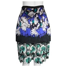 Peter Pilotto-Multicoloured Hammered Silk & Lace Anna Skirt-Other