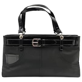 Dior-Christian Dior nylon and patent leather handbag-Black