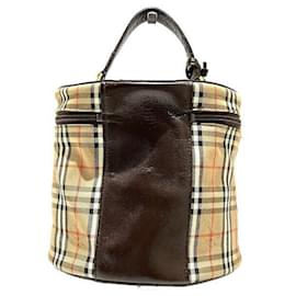 Burberry-Haymarket Check Canvas Vanity Bag-Brown