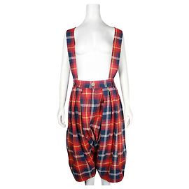 Comme Des Garcons Oversized Checked Suspendered Pants Spring 2018 Menswear  Red