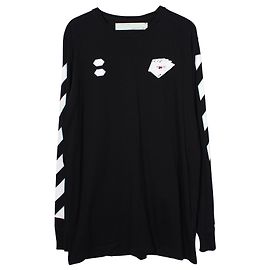 Off White T-shirt nera con carte da gioco a maniche lunghe Nero
