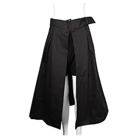 Sandro-Black Shorts Underlay With Belted Poplin Skirt-Black