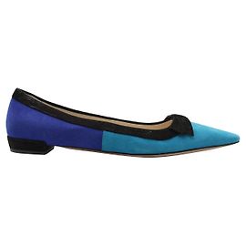 Prada turquoise, Blue & Black Suede Pointed Toe Flats Blue
