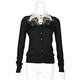 Dolce & Gabbana-Black and Beige Silk Cardigan with Lace -Black