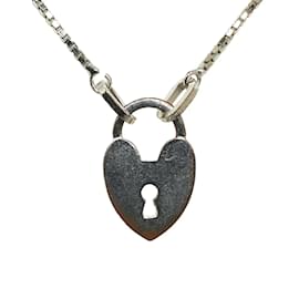 Dior-Padlock Heart Pendant Necklace-Silvery