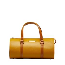 Burberry-Leather Mini Boston Bag-Yellow