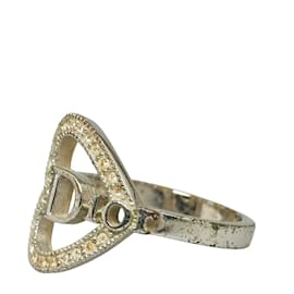 Dior-Logo Rhinestone Heart Ring-Silvery