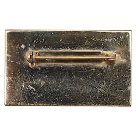 Chanel-Logo Plate Brooch-Golden