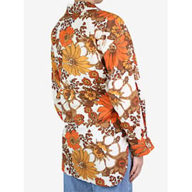 Autre Marque-Camisa estampado flores marrón - talla M-Castaño,Naranja
