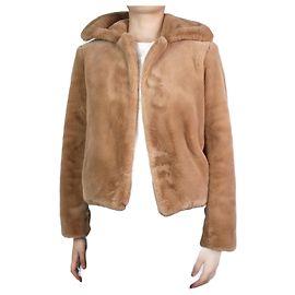 Theory Brown faux-fur jacket - size UK 4 Brown