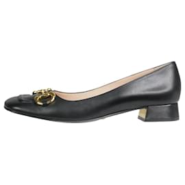 Gucci-Black Horsebit mid-heel leather pumps - size EU 41-Black