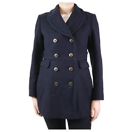 Burberry Brit Blue double-breasted wool-blend coat - size UK 8 Blue