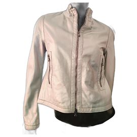 Burberry Silver Leather Motorcycle Crop Jacket Silvery