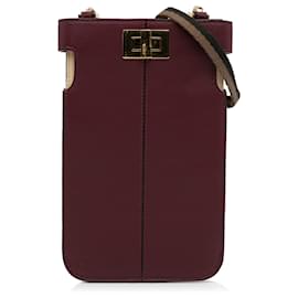 Fendi-Fendi Red Peek-a-Phone Pouch Crossbody-Red,Other