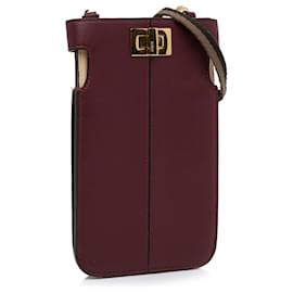 Fendi-Fendi Red Peek-a-Phone Pouch Crossbody-Red,Other