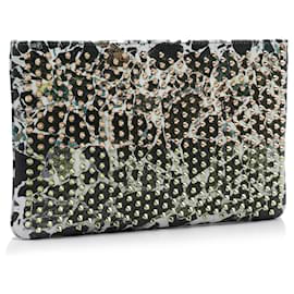 Christian Louboutin-Christian Louboutin White Loubiposh Spiked Leather Clutch Bag-White