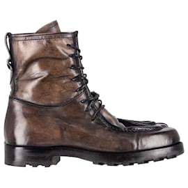 Berluti-Berluti Lace-Up Boots in Brown Leather-Brown