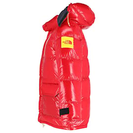 The North Face-The North Face Brown Label Quilted Hooded Down Jacket in Red Nylon-Red