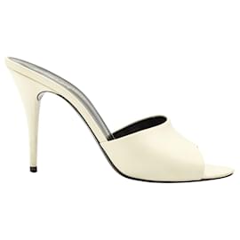 Saint Laurent-Cream Leather High Heel Slides-Other