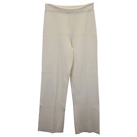 Calça de perna reta The Row Knit em poliéster creme Branco Cru