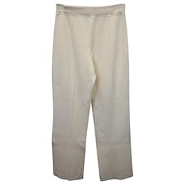 The row-Pantalon droit en tricot The Row en polyester crème-Blanc,Écru